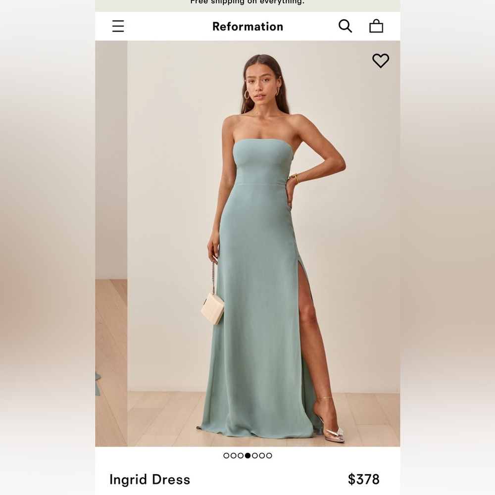 Reformation Ingrid dress in Celadon - never worn size 6
